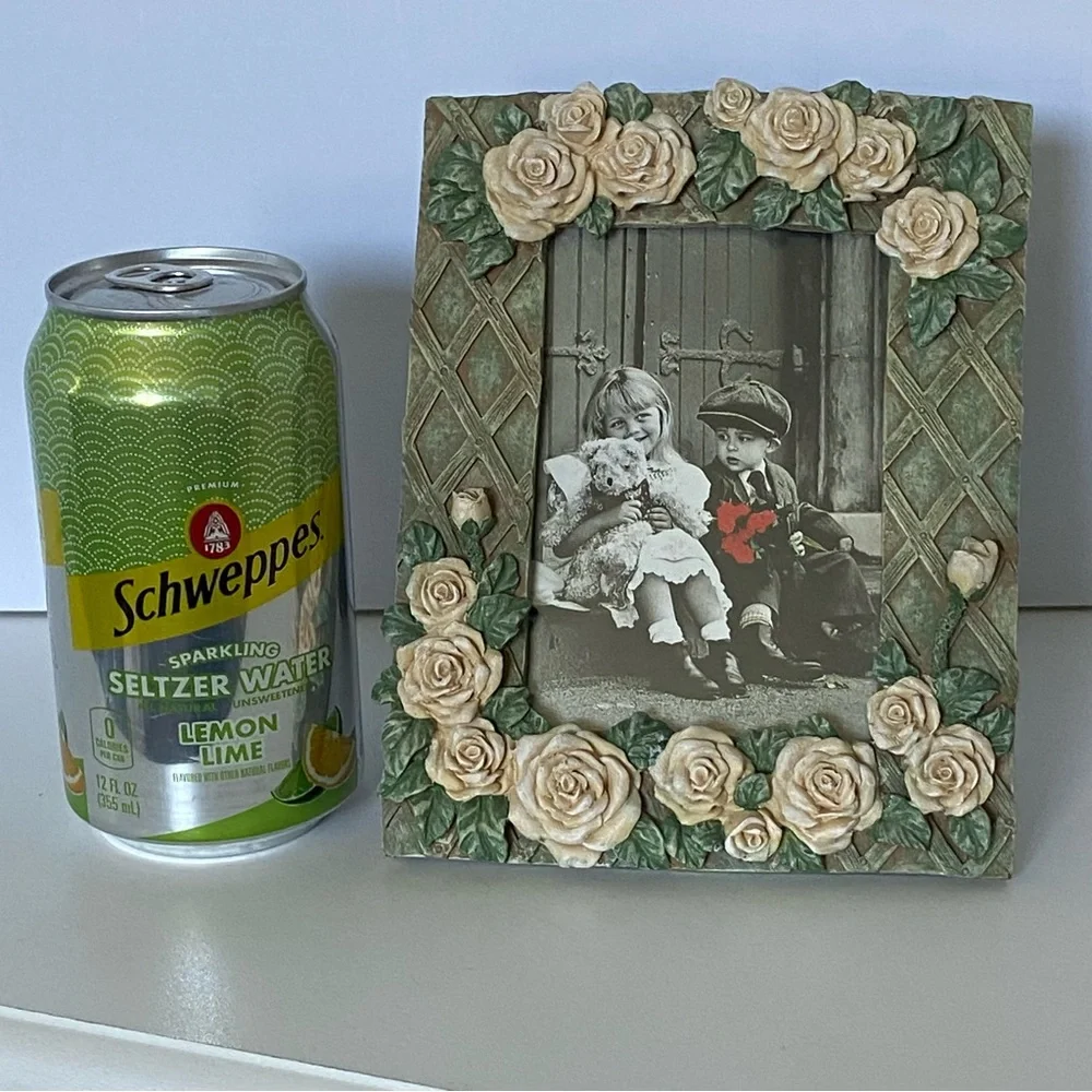 Picture Frame Roses Cottage-core Resin 3D Floral Ornate Victorian. 3.5 X 5 Photo